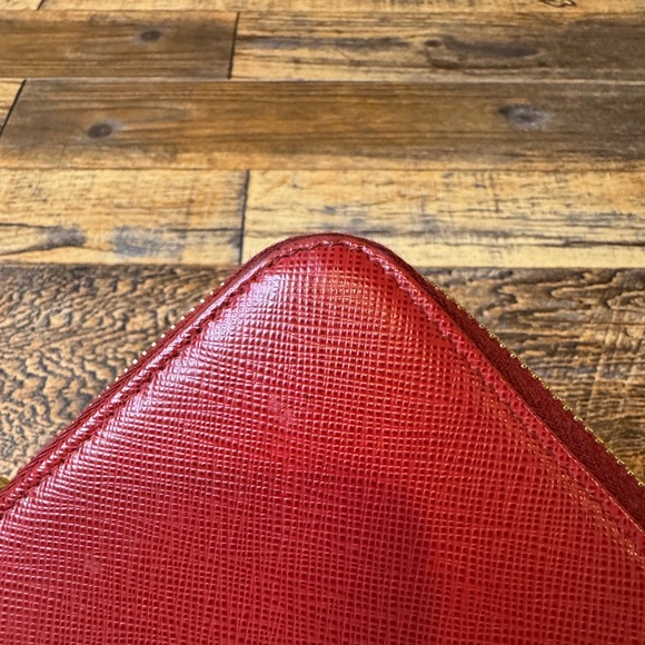 Prada Saffiano Leather Zippy Long Wallet Red Full Set With Authenticity Card - Picture 6 of 16